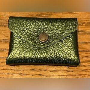 Metallic Greench Leather Mini Daisy Wallet